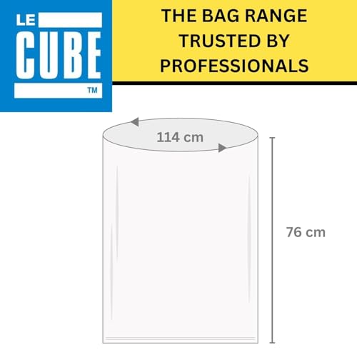 LE CUBE Swing Bin Liners, Dispenser Box of 200 Unscented White Plastic Bin Bags, 40 Litre Capacity, Rim 114cm x Depth 76cm