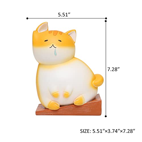 Hyjeryty Cat Bookends For Kids, Lovely Resin Decorative Cartoon Cat Bookends Door Stopper, Cool Bookends For Heavy Books, Unique Book Holders With Anti-Slip Base (Big Orange) #TOP1