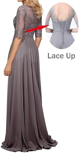 Laces Long Mother of Bride Dresses for Women Half Sleeve Grandmother Groom Dress for Wedding Guest BF2