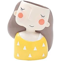 Macetas Para Cactus Originales Decoplantia - Macetas Originales para Cactus o suculentas con Forma de Chica (Amarillo)