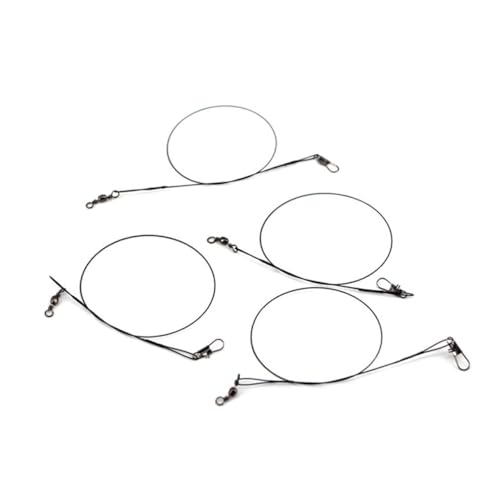 VICASKY 50pcs Fishing Bite Line with Barrel Swivel Durable Steel Wire Leaders for Saltwater and Freshwater Fishing Abrasion Resistant Connector for Bait and Black