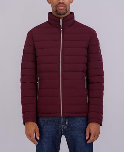 Image of Nautica Men's Reversible Quilted Puffer Jacket -Midweight Mechanical Stretch Winter Coat