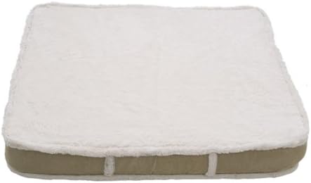 K9 Ballistics K9-605 Orthopedic LUX Rectangle Bed, Medium (27"x33"x5"), Cream Fur/Tan Micro