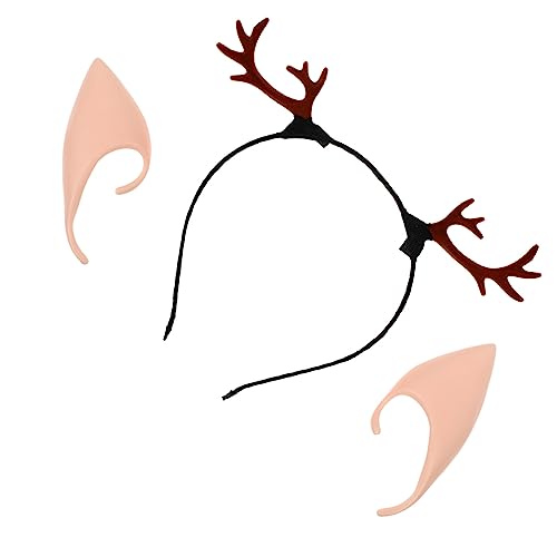VALICLUD 1 Juego Orejas De Diadema De Asta Decoración De Correas Decoración Navideña Decoración De Mimbre Accesorios y Diademas Juguetes De Halloween Mimbre Tejido Novedad Emulsión