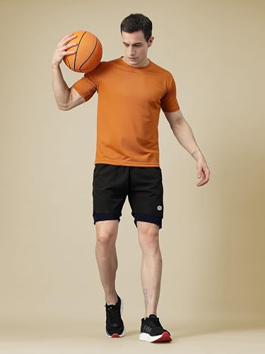 Image of CHKOKKO Double Layered Gym Shorts for Men Workout | Compression Inner Layer with Pockets Across Inner Outer and Back | Dry Fit Sports Athletic wear for Running Jogging or Training
