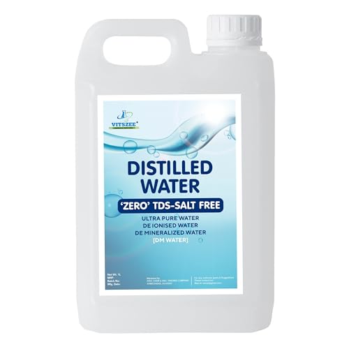Image of VITSZEE Distilled Water 1L DM water, Pure Di-Ionised Distilled Water For multipurpose Uses Battery /Inverter, Autoclaving, Reagent Water,Lab And Scientific Products 1 Litre