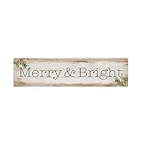 P. Graham Dunn Merry & Bright Christmas Whitewash 6 x 1.5 Mini Pine Wood Tabletop Sign Plaque