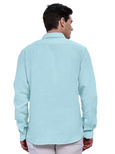Image of Classic Black Linen Cotton Button-Down Shirt, Full Sleeves, Slim Fit, Casual Wear