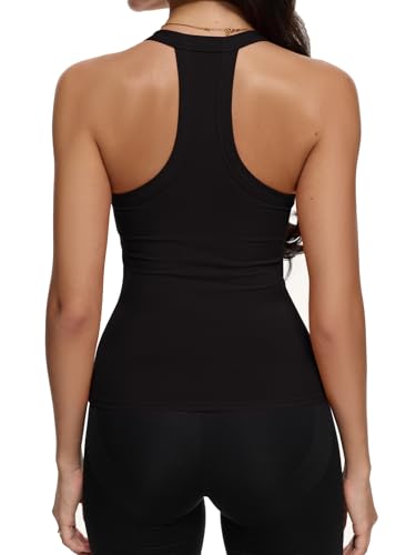 REORIA Womens Workout Tank Tops V Neck Racerback Going Out Crop 2025 Trendy Top Summer Sleeveless Ribbed Camisole3