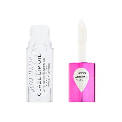Image of Revolution Beauty, Glaze Lip Oil, Hydrating & Nourishing Formula, Infused with Vitamin E & Hyaluronic Acid, Lust Clear, 4.6 ML