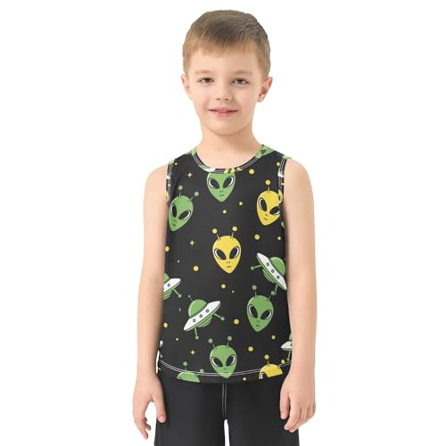 J JOYSAY Aliens Spaceships Dots Boys Tank Top Sleeveless Muscle Shirts Quick Dry Active Workout Sport Kids T-Shirts 3-15T2