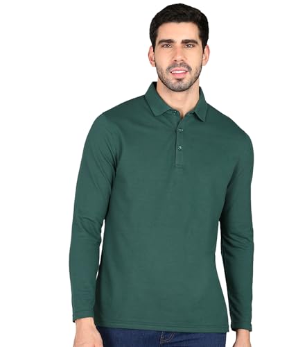 Image of Alan Jones Clothing Men's Cotton Regular Fit Solid Full Sleeves Polo T-Shirt