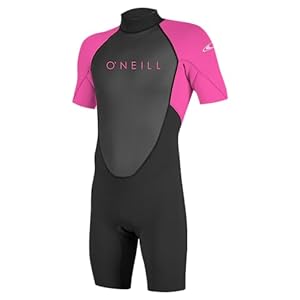 O’Neill Wetsuits Youth Reactor-2 2mm Back Zip Short Sleeve Spring Wetsuit, Black/Berry, 8
