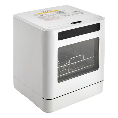 Encimera portátil compacta para lavavajillas, mini lavavajillas con 4 programas, doble pulverización de 360° y función de secado al aire a alta temperatura para apartamentos, dormitorios, barcos
