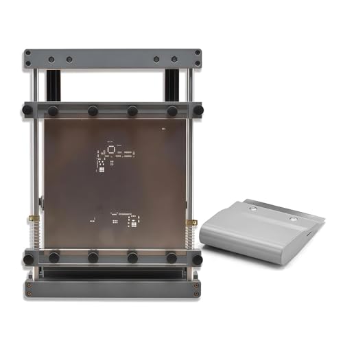 Impresora manual de plantillas para PCB, estación de serigrafía pequeña con malla acero SMT, área impresión de 250 x 250 mm, ideal para pequeñas empresas y aficionados a la electrónica.