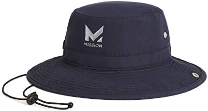 MISSION Cooling Bucket Hat, UPF 50, 3" Wide Brim Sun Hat - Cools When Wet, UPF 50 (Navy)