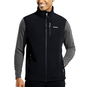 Haimont Men’s Fleece Lined Softshell Vest Lightweight Sleeveless Jacket Full Zip with 6 Pockets for Water Resistant Hiking
