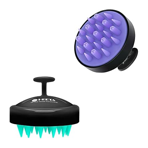 HEETA Hair Shampoo Brush with Hair Scalp Massager Brush, Updated Hair Shampoo Brush, Wet & Dry Scalp Exfoliator with Soft Silicone Bristles Cover