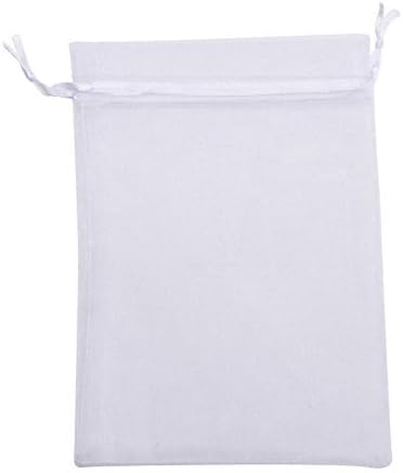 Kupoo Paquete de 50 piezas 8x 12pulgadas, bolsa de organza con cordón para envoltura de regalo para fiestasjuegoboda, b-bag-KU0D1, 8x12, Blanco, 1