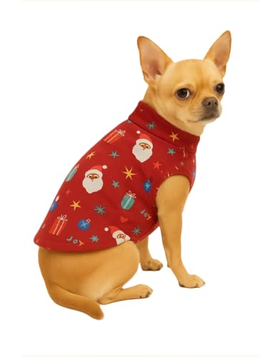 Image of The Pets Company Dog Winter Coat Jacket, Clothes, Windproof, Light Weight, Washable, Ultra Warm Thick Fleece Lined Dog Vest for Cold Weather Protection, (Christmas Cherry, X - Small - 12 Inch)