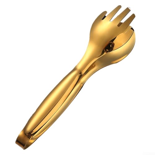 Pince alimentaire en acier inoxydable avec poignée antidérapante pour servir la viande, la salade, le pain, le barbecue et la cuisine (doré)