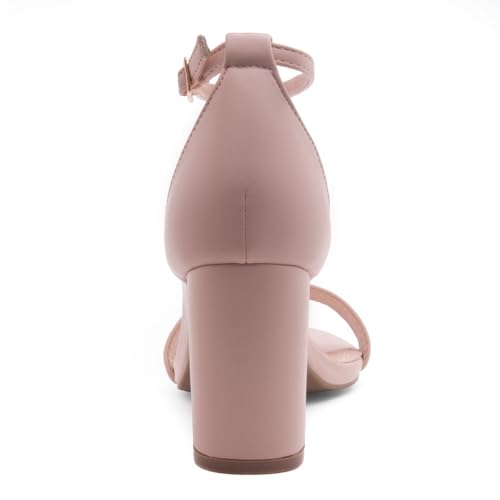 Image of Shoe Land Low Chunky Heels for Women Open Toe Ankle Strap Block Heel Sandals 3 Inch Dressy Heels for Wedding Party Date Night
