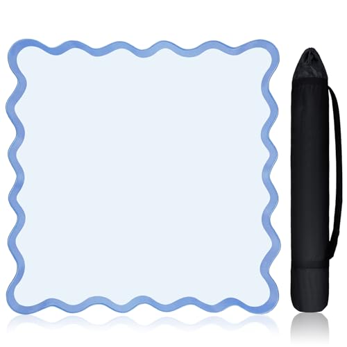 VioraWhite 21 Mini Majiong Mat for Travel Set Cute Scalloped Small Anti Slip Noise Reduction Mahjong Accessories Gifts Domino & Tile Game Table Mat(Blue)