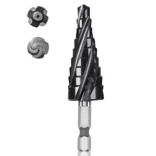 Cobalt M35 Step Drill Bit 1/4 to 3/4 TiAlN Coating 4 Spiral Flute Step Bit for Stainless Steel Metal Aluminum Plastic