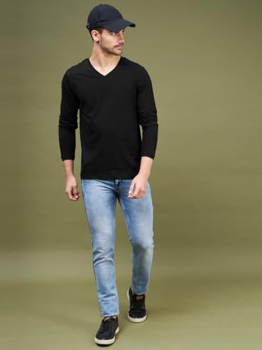 Image of INKKR Men's Solid Plain V-Neck T-Shirt