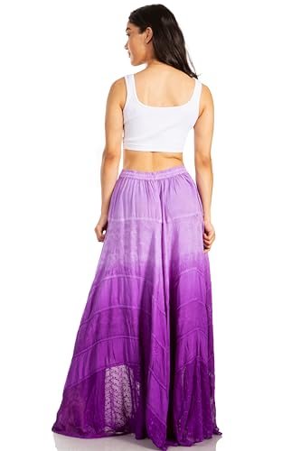 Sakkas Lyra Womens Bohemian Soft Brocade Rayon Tiered Embroidered Flowy Long Skirt2