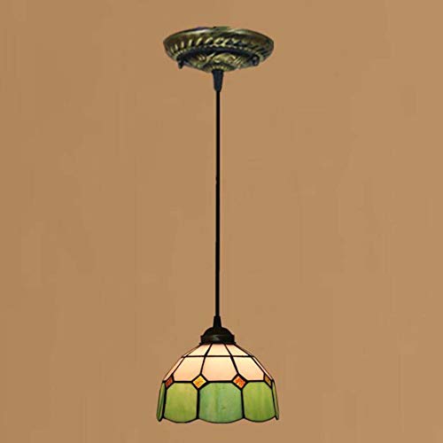 Lampe suspendue en vitrail rose de 8 pouces avec abat-jour fait main chic
