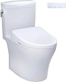TOTO WASHLET+ Aquia IV Cube Two-Piece Elongated Dual Flush 1.28 and 0.9 GPF Toilet with S7A Contemporary Bidet Seat, Cotton White - MW4364736CEMFGN#01