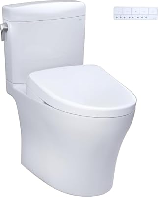 TOTO WASHLET+ Aquia IV Cube Two-Piece Elongated Dual Flush 1.28 and 0.9 GPF Toilet with S7A Contemporary Bidet Seat, Cotton White - MW4364736CEMFGN#01