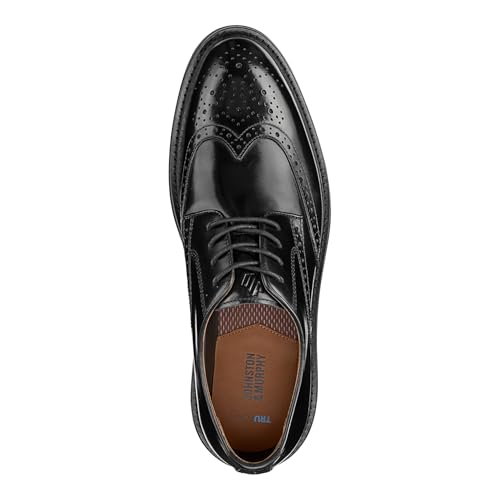 Johnston & Murphy Men's Upton Wingtip Lace Up Dress Shoe, Black Full Grain, 8.5 M2