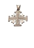 Desconocido Colgante de Cruz de Jerusalén de Plata de Ley (925), Hecho a Mano en la Tierra Santa. Grabado por máquina de Corte de Diamante.