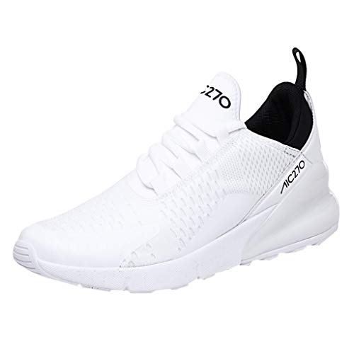 Overmal Herren Luftkissen Leichtes Atmungsaktiv Sportschuhe Damen Laufschuhe Mesh rutschfeste Sneakers Verschleißfestigkeit Stoßdämpfung Trainingsschuhe Langlebige Basketballschuhe (39 EU, Weiß #1)