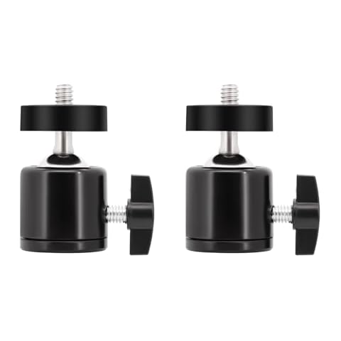 Hooshion 2 Pack Mini Tripod Ball Head with 1/4”Screw, 360 Degree Rotating Mount Base Adapter for Tripod, Monopod, DSLR, Camera Cover