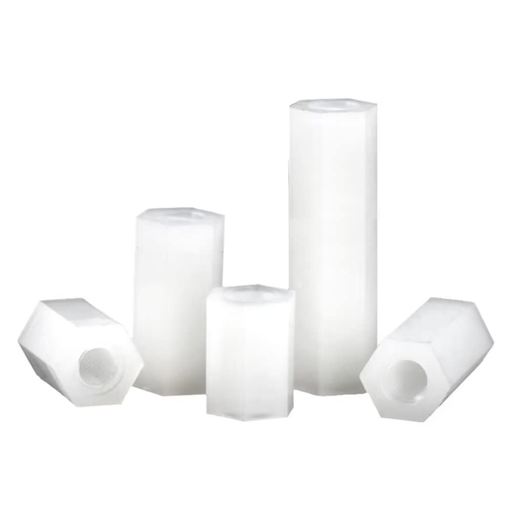 M4 Distanziali Esagonali Nylon Femminile Filettato Distanziatore Esagonale Bianco M4x40mm (20 Pezzi)