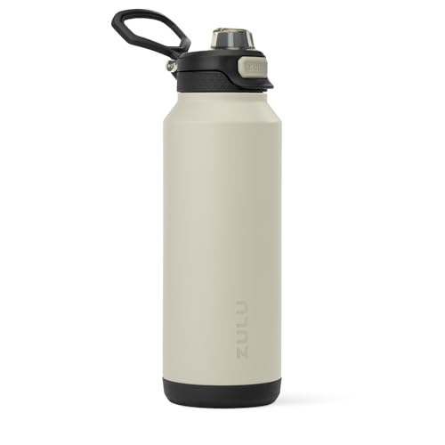 Image of ZULU Powerfill Pro 40oz Stainless Steel Water Bottle with Quick Fill Lid, Triple Walled Vacuum Insulated Metal, Leak Proof Locking Lid, Sip and Chug, Reusable BPA Free, Ash