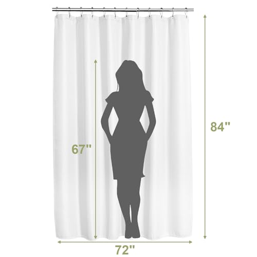 Image of AmazerBath Extra Long Shower Curtains 84 Inches Tall, Waffle Shower Curtain White Heavy Duty, Extra Tall Shower Curtain Fabric, Hotel Quality Bathroom Shower Curtains, 72x84 Inches (Pack of 2)