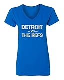Decker Reported As Eligible Detroit Vs Refs Football Ladies' V-Neck Tshirt (Royal, Large)