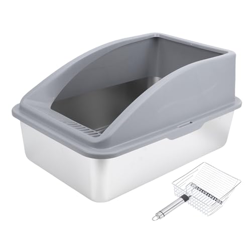Arenero de acero inoxidable para gatos grande miniatura 6