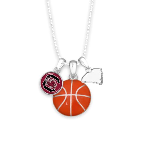 From the Heart South Carolina Team Traditions Basketball Focus Necklace with Basketball and State Accent Charm Officially Licensed Jewelry Fan USC