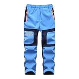 Generisch Kinder Softshellhose Skihose Kinder Ski Hosen mit Patchwork Design praktischen Taschen...