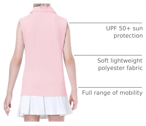 Image of EXARUS Girls Golf Polo Tennis Shirts Sleeveless Kids V-Neck Tank Tops