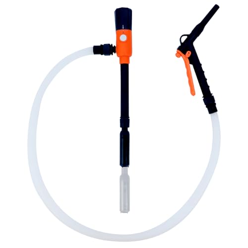Portable Fuel Transfer Pump,Battery Operated Transfer Pumps with Hand Nozzle, 2.8GPM Gas Can Pump with Retractable Intake Pipe and 51 Inch Discharge Hose for Gasoline Diesel Oil Gas Fish Tank