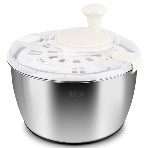 Consejos para Comprar centrifugadora los más solicitados. 50 Centrifugadora de Ensalada de 304 Acero Inoxidable,Escurridor de Verduras de 5 Litros,Manual Salad Spinner,Con Recipiente de Acero Inoxidable 304, Apto para Verduras, Hierbas,...