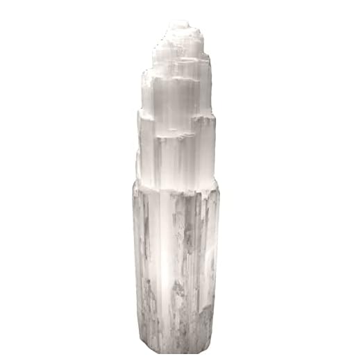 16" XL Selenite Tower Lamp White Natural Crystal Light LED Cord Extra Large Crystal Lamp