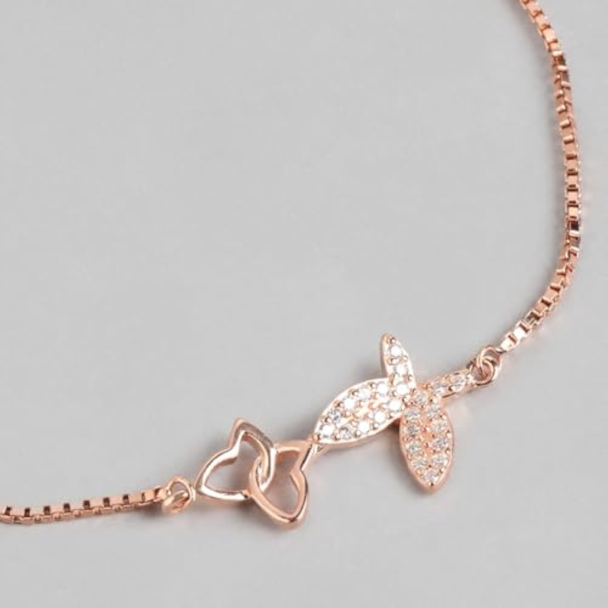 925 Sterling Silver Cubic Zirconia Butterfly Link Bracelet