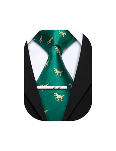 Image of Barry.Wang Silk Ties for Men Fun Necktie and Tie Clip Set for Wedding Party Business Formal Extra Long